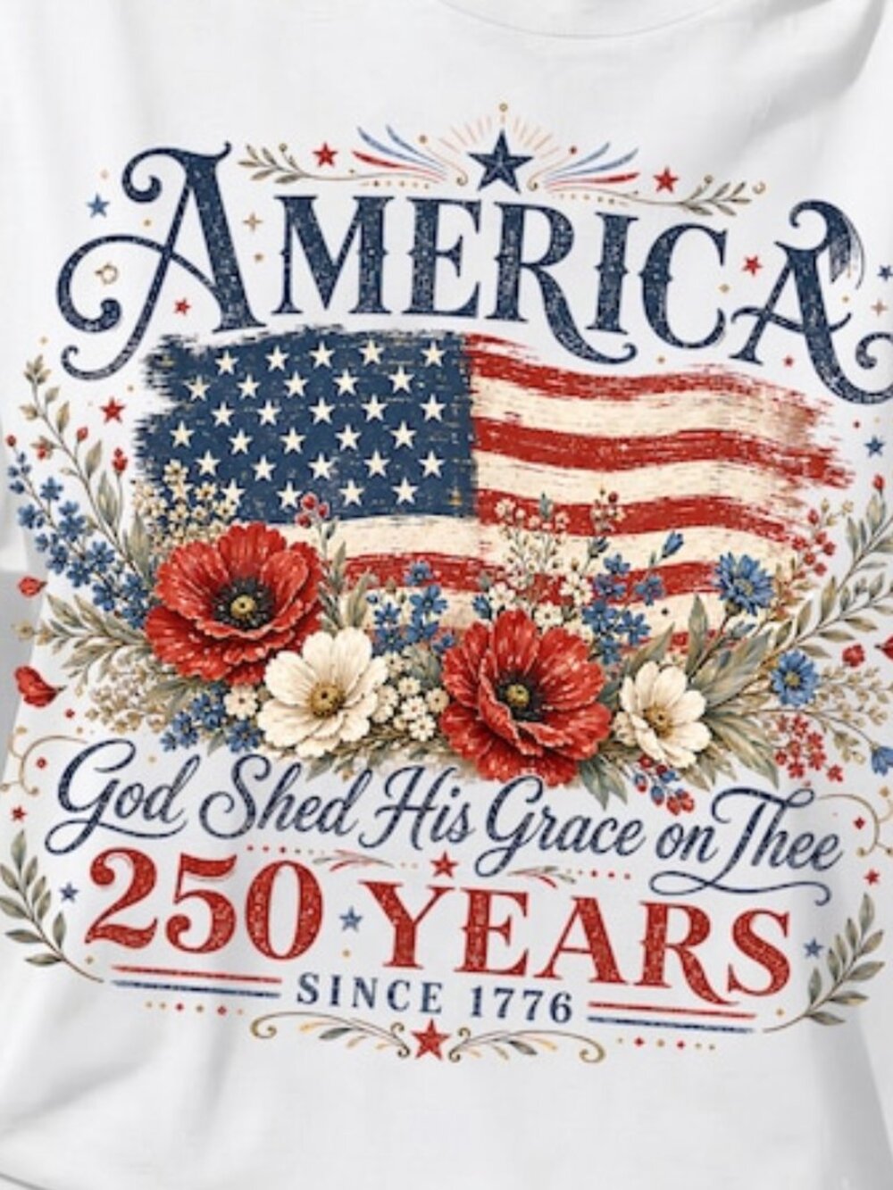 America 250 Years Flag & Poppies Shirt - Picture 2 of 4
